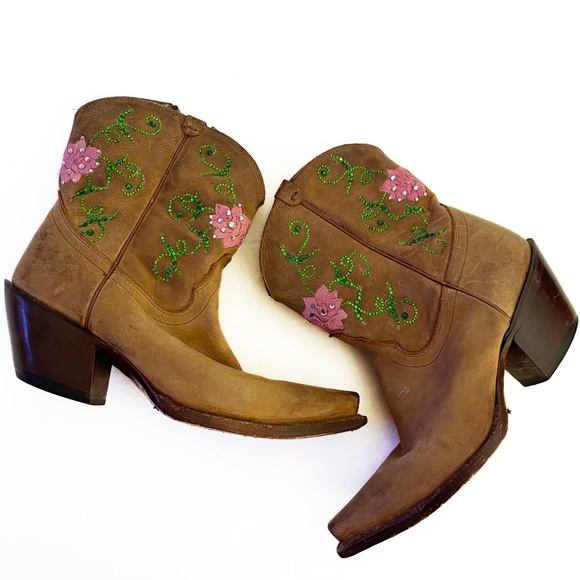 Tony Lama Shoes - TONY LAMA Genuine Leather Western Floral Boots - Size 6